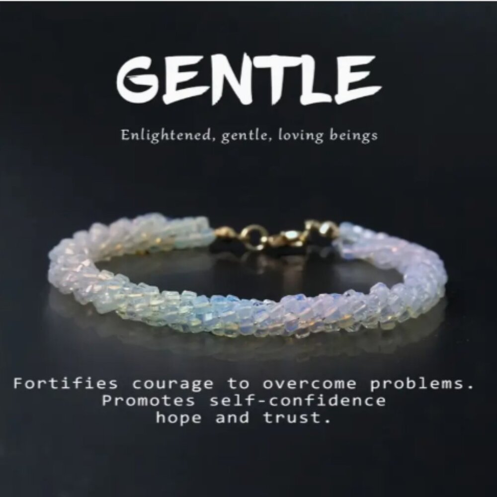 Natural White Ethiopian Opal Twisted Beaded Bracelet 8 inches Long - Picture 3 of 5